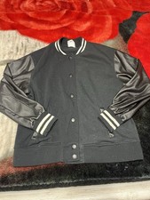 Hippie Rose Women's Varsity Jacket Black Size S Snap Front Pockets Short