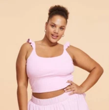 Blogilates plus size lilac snow ruffle tank size 1X New with Tag