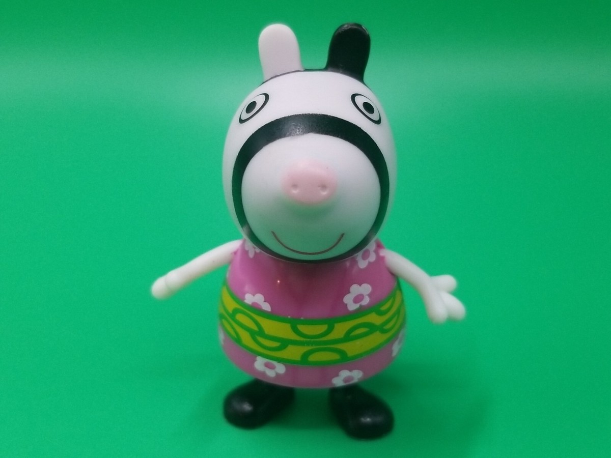 Peppa Pig Friend Zoe Zebra Toy Mini Figure Lot w/ Bird & Flower