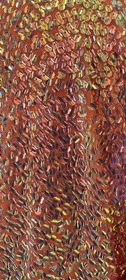 Orange iridescent economic all over shiny sequins 2 way stretch velvet