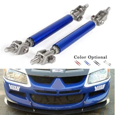2 X Blue Adjustable Front Bumper Lip Splitter Spoiler Strut Rod Tie Support Bar