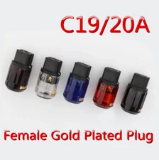Preffair C19 20A Gold Plated IEC Female Plug HiFi Audio Power Cable Connector