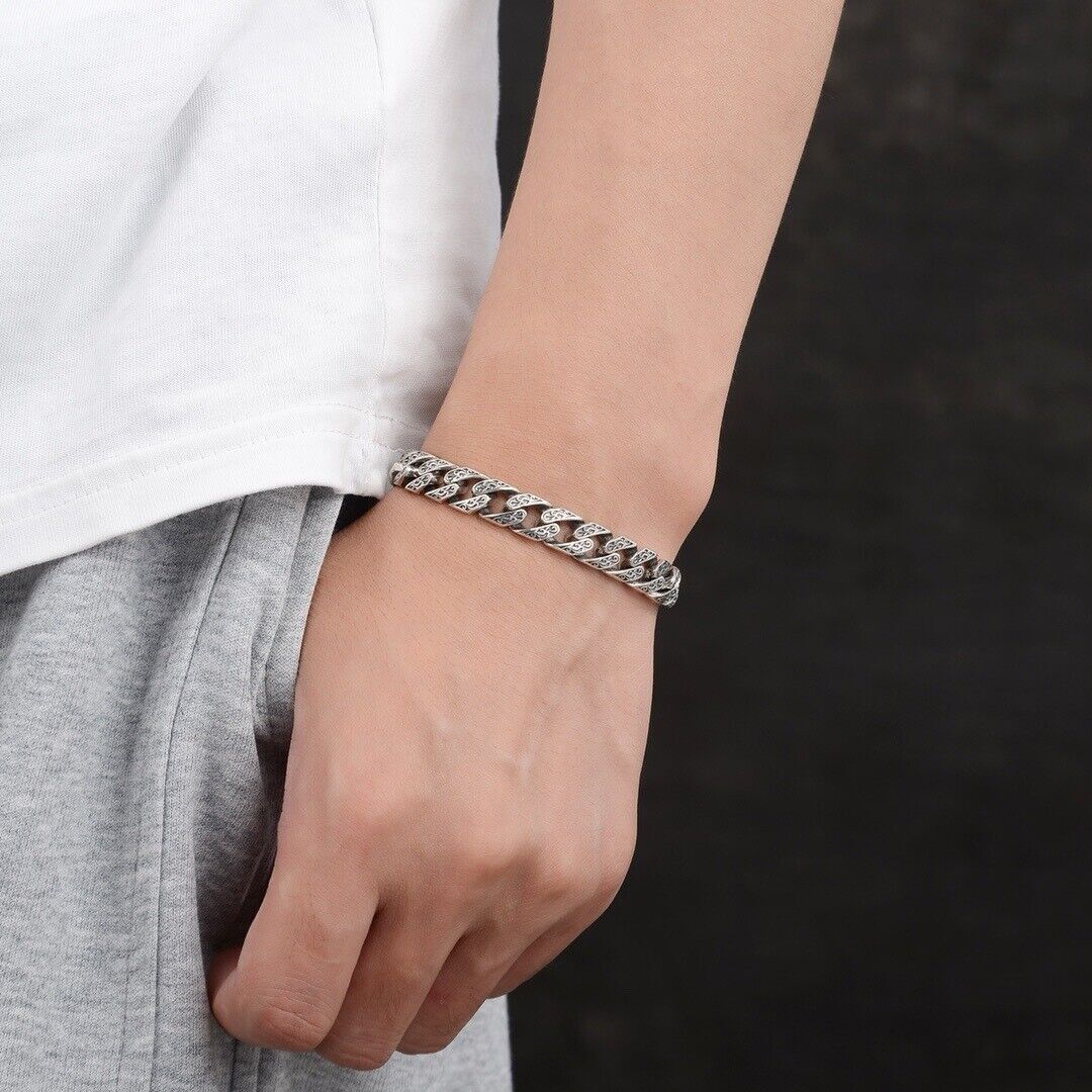 Solid 925 Sterling Silver Curb Cuban Link Hip Hop Fashion