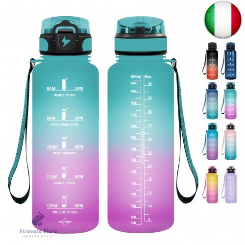 Grsta Borraccia 1,5 Litri, Borraccia Palestra senza BPA, Borraccia Sportiva con