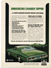 1971 Dodge Charger Topper Green Vintage Print Ad 1971 Dodge Charger Topper Green Vintage Print Ad