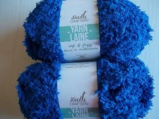 Needle Crafters Soft & Fluffy plush/fleece yarn, Royal blue, lot of 2(40 yds ea)