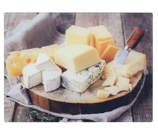 Large Glass Chopping Board With Cheese Design. 40cm