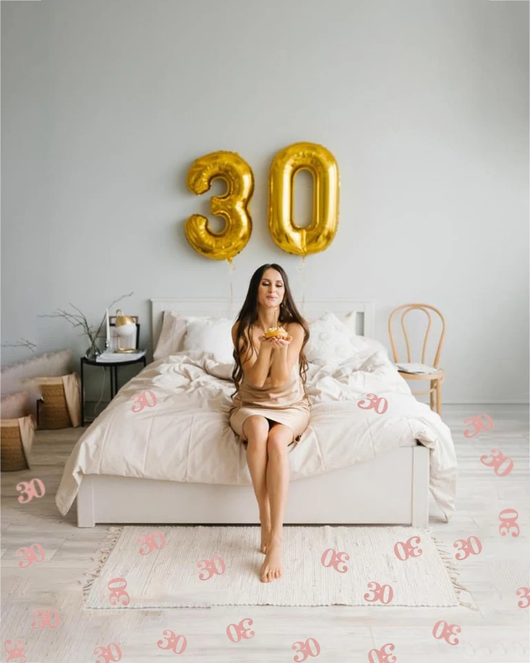 Confeti 30 Cumpleaños Oro Rosa Número 30 Mesa Decoraciones Aniversario Foto 3 de 4