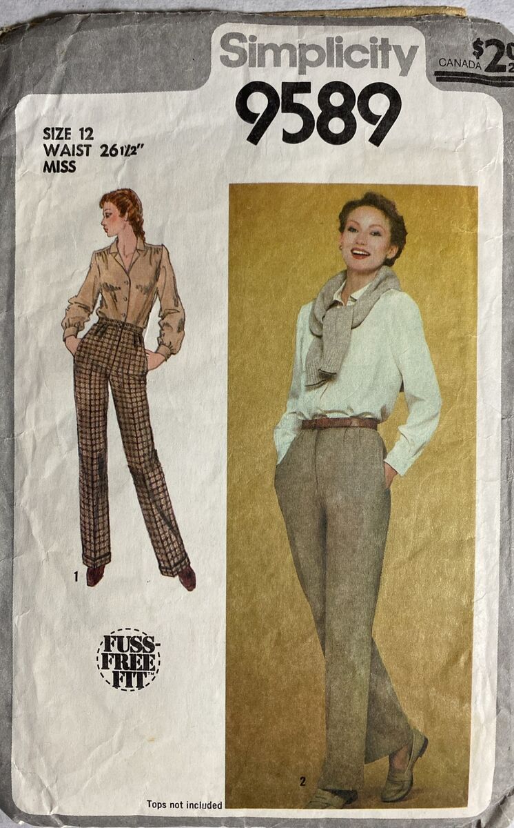 Vintage 1980 Simplicity Straight Leg Trousers Pattern #9589 Vintage 1980 Simplicity Straight Leg Trousers Pattern #9589