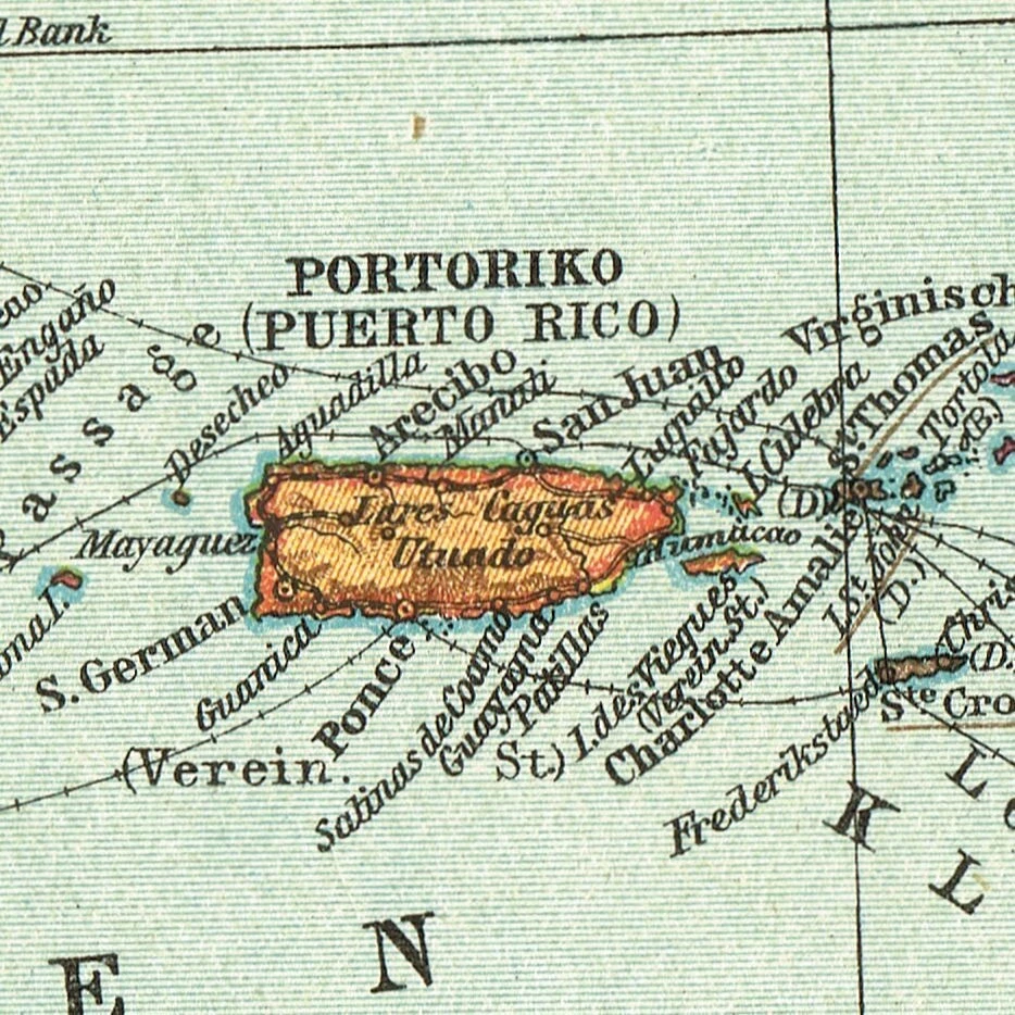 CUBA 1910  PUERTO RICO  DOMINICAN R. Original Antique  Map  The BAHAMAS - Image 4 of 4