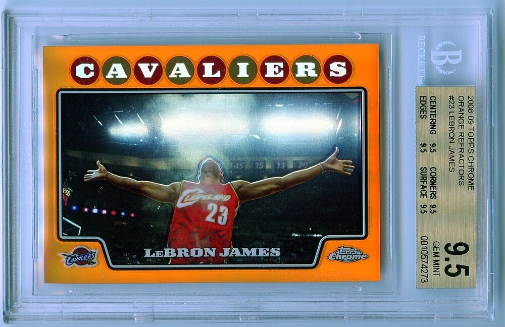 2008 09 TOPPS CHROME LEBRON JAMES 87/499 ORANGE REFRACTOR BGS 9.5 TRUE GEM