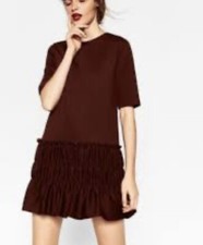 Zara W&B Collection Women Brown Casual Dress Medium