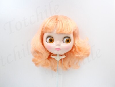 12'' blythe doll head with hair and eyechips custom makeup apricot hair