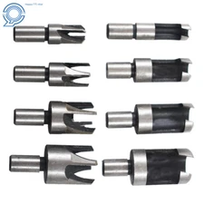 8 Pcs Wood Plug Hole Cutter Dowel Maker Carbon Steel Cutting Shank Drill Bit Set