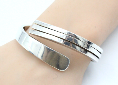 Vintage JRZ Hallmarked Taxco Mexico Sterling Modernist Clamp 80g