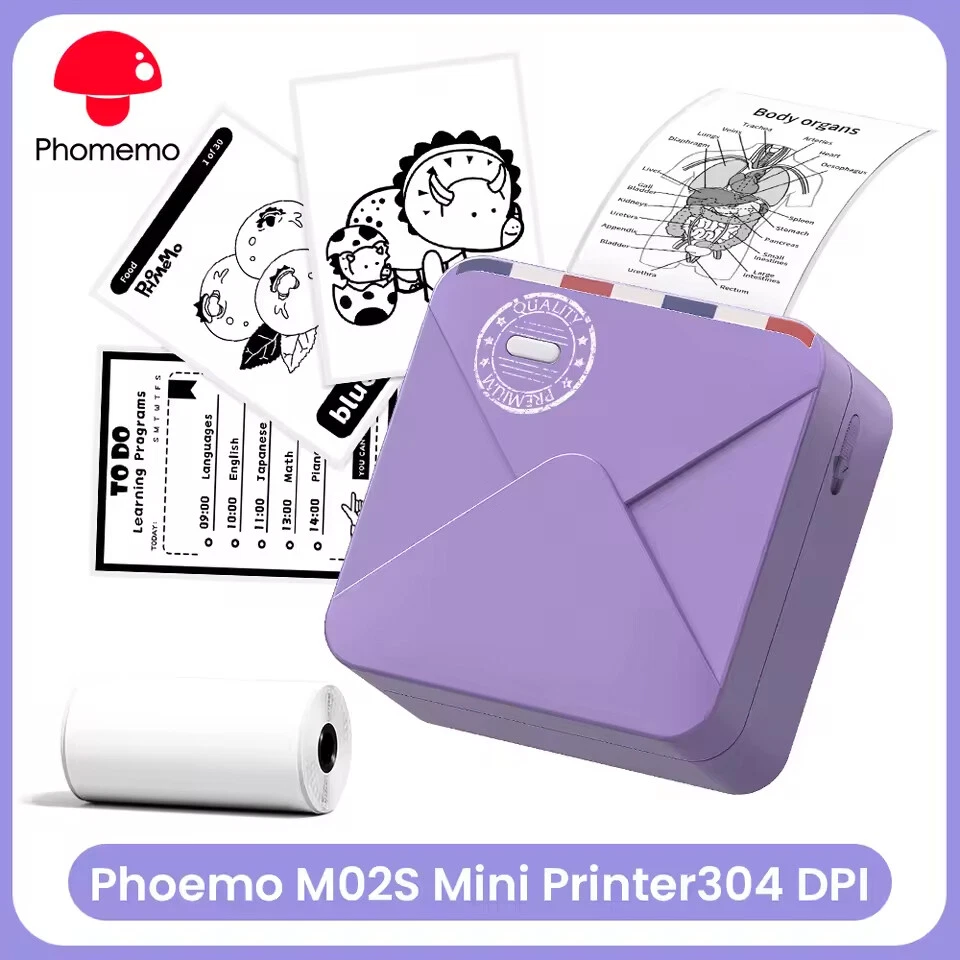 Phomemo M02S Bluetooth Thermal Photo Printer 300dpi Wireless Label Maker Phomemo M02S Bluetooth Thermal Photo Printer 300dpi Wireless Label Maker