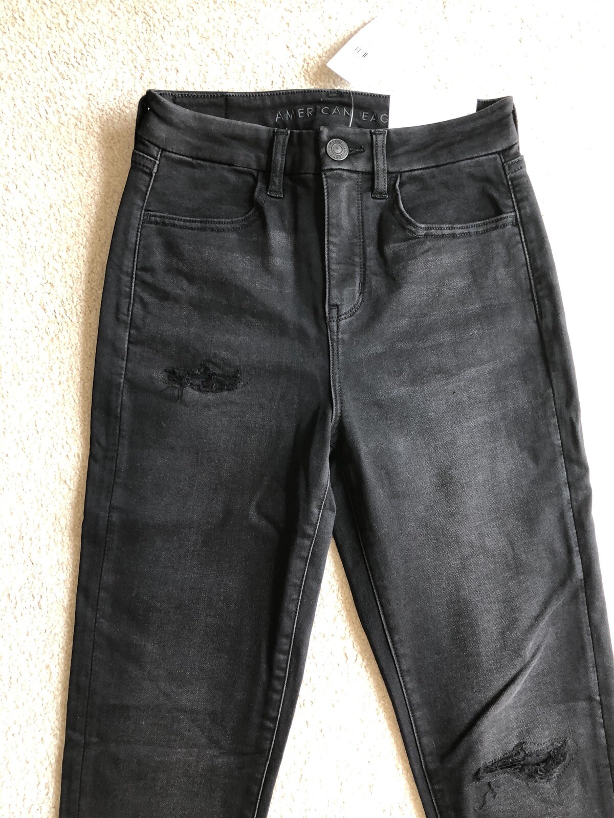 American Eagle Curvy Hi-Rise Jegging Jeans Cozy Next Level Fade To Black 2 XLong image 2