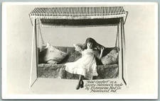 ADVERTISING ENTERPRISE BED CO. HAMMOND IN VINTAGE REAL PHOTO POSTCARD RPPC 