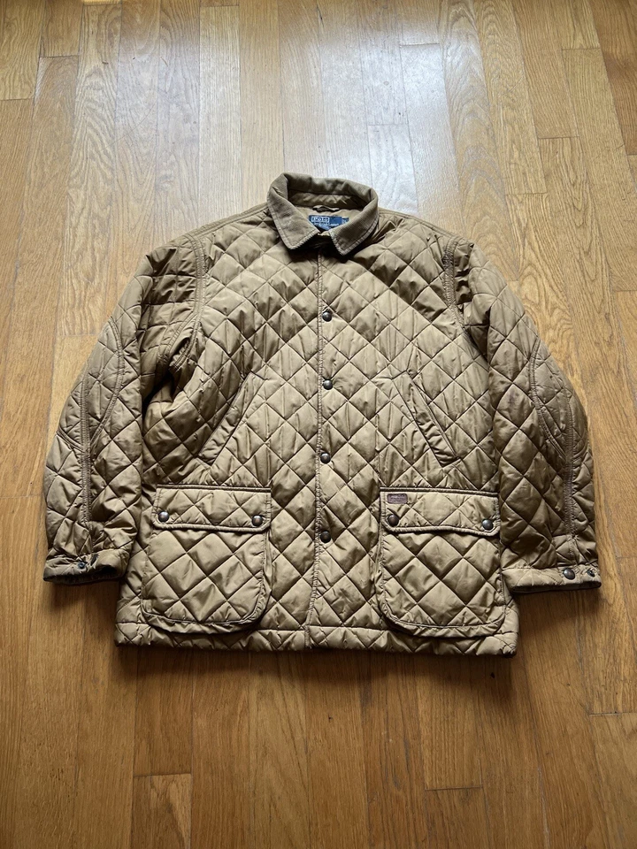 Chaqueta acolchada vintage Polo Ralph Lauren beige pana talla L Foto 2 de 4