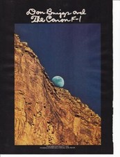 1977 Canon F1 Camera 2 pg Print-Ad / Moonrise Grand Canyon/ Great Photo