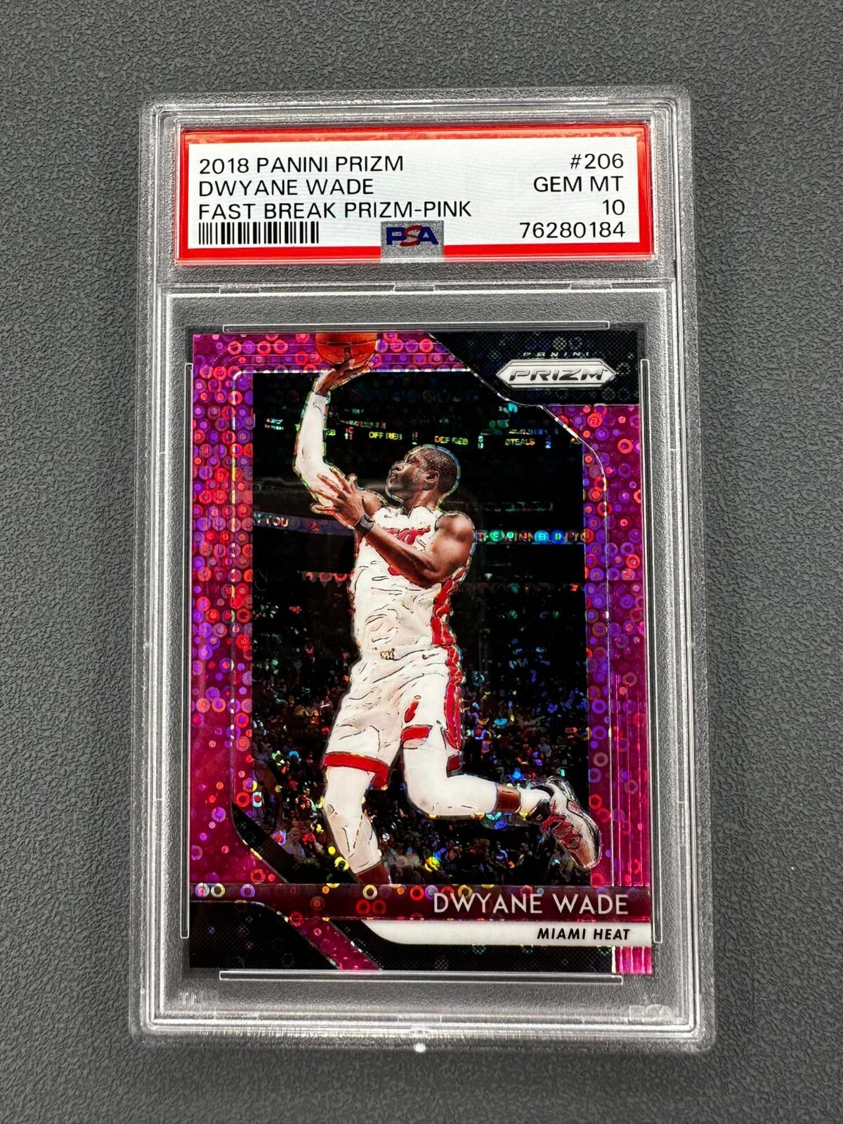 2018-19 Panini Prizm Dwyane Wade Pink Fast Break Prizm #'d 46/50 PSA 10 GEM MINT