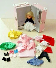 Lillian Vernon 7" Mini Blonde Doll & Trunk Clothes and Accessories Lot *Vinyl