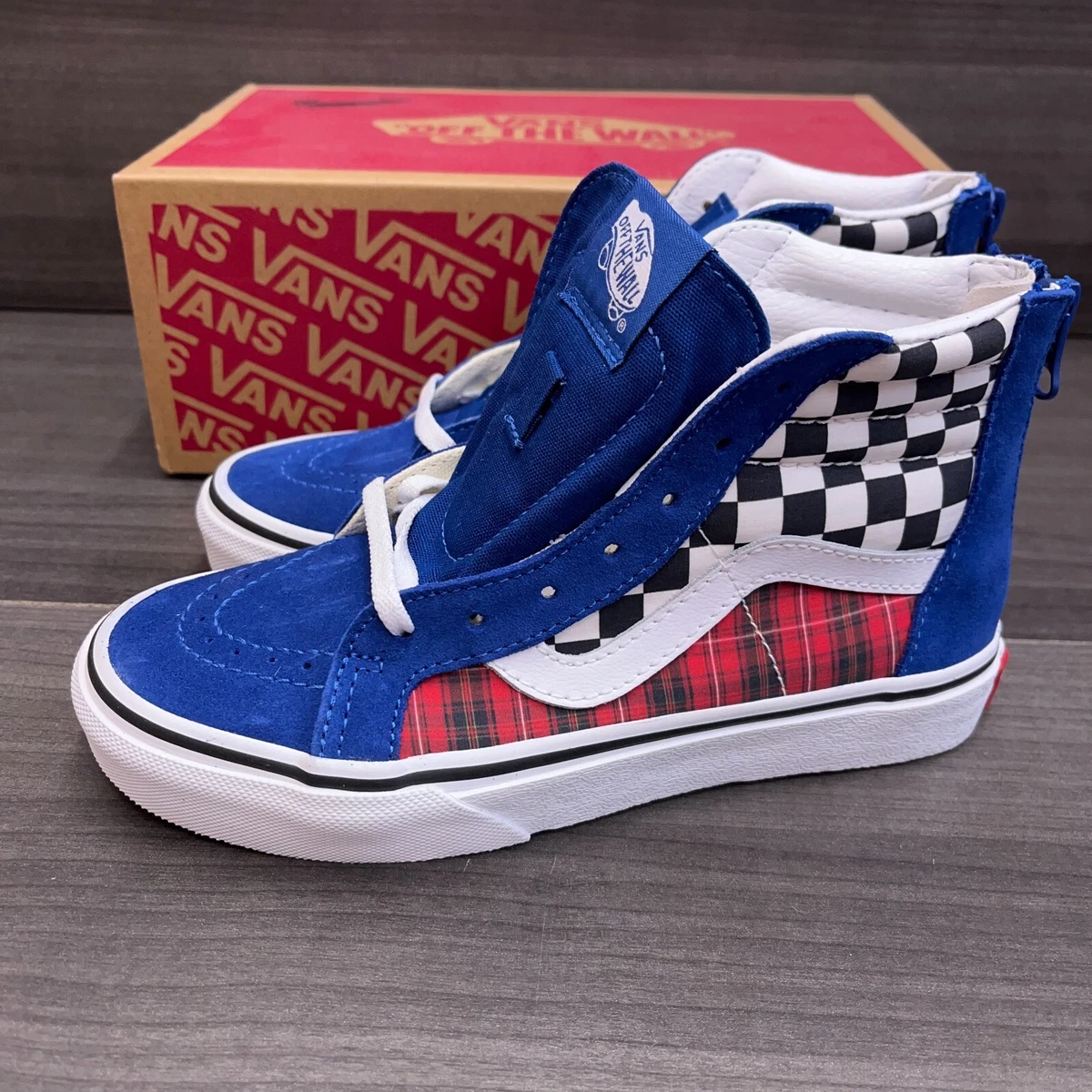 Vans sk8 hi red cheap blue