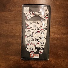 Disney Mickey Mouse Faces Black  White Silk Cumberbund  Bow Tie Set 1990's