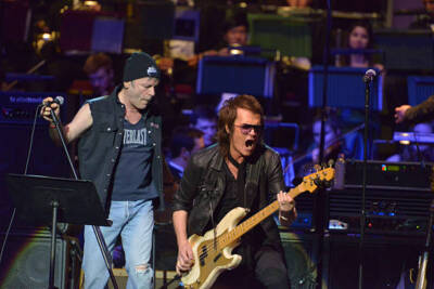 Vocalist Bruce Dickinson bassist Glenn Hughes live on stage at the- Old Photo