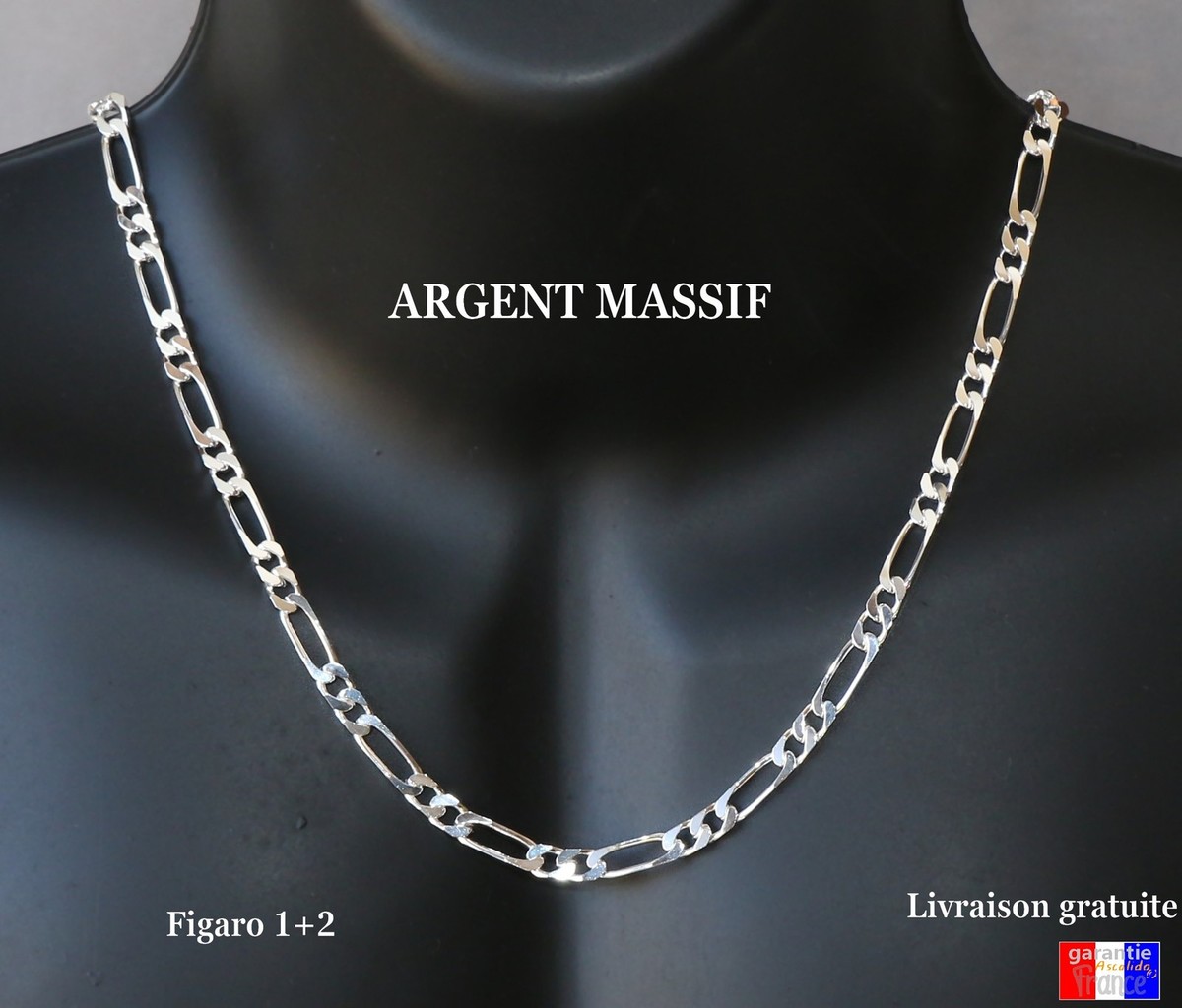 Collier Homme Christofle En Argent Massif Avec 2 Pierres - État Excellent - Occasion