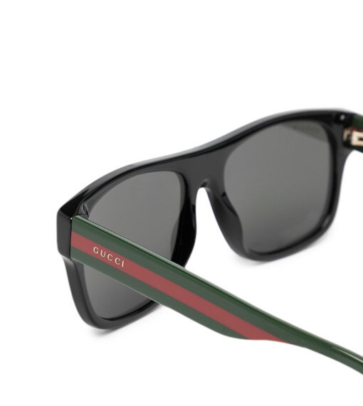 サングラス Gucci Polarized Sunglasses GG0003SN 006 with Striped Temples Gucci GG0003SN 006 Polarized Sunglasses Red/Green/Black 52mm