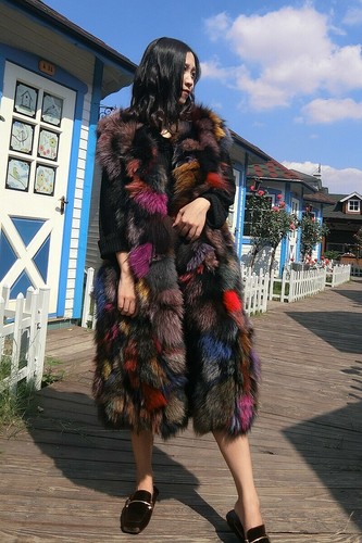Gilet Donna Abbigliamento Pelliccia Volpe Gilet Gilet Lunghezza Multicolore Pelliccia Gilet - Foto 10 di 14