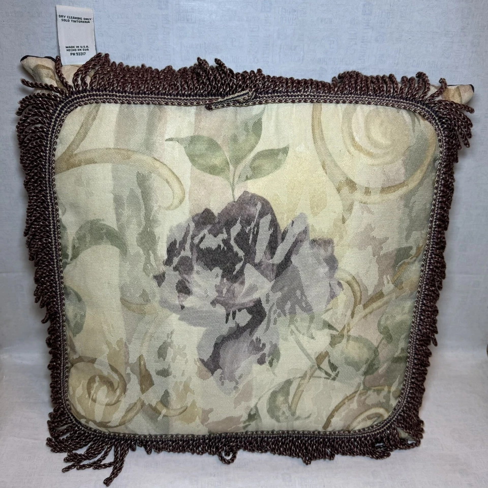 Croscill Chambord 2 Cassis Fringe Throw Pillows Amethyst Purple Damask Floral - Image 2 of 4