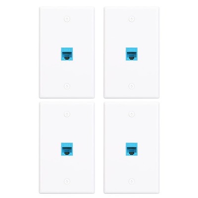4 Pack Ethernet Wall Plate 1 Port RJ45 Keystone Coupler Female To Female Blue