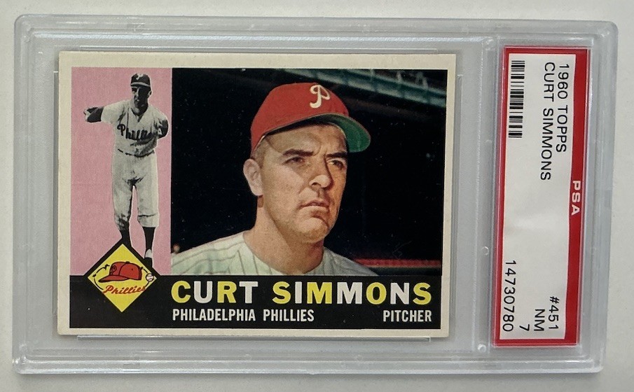1960 Topps PSA 7 NM Near Mint Curt Simmons #451 Philadephia Phillies