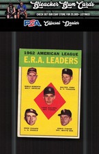 1963 Topps 6 AL ERA Leaders Ford Roberts Chance Creased