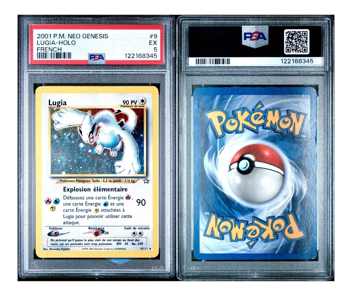 2001 POKEMON FRENCH NEO GENESIS #9 LUGIA-HOLO FRENCH PSA 5 with
