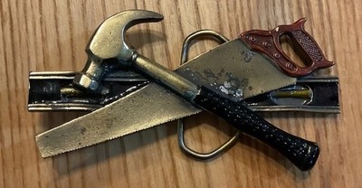 1981 Hammer Saw Level Belt Buckle By Great American Buckle 62614
