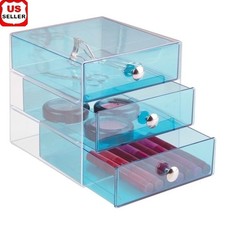 3 Drawer Vanity Organizer BPA-Free Plastic Storage Makeup Jewelry Compact Clear