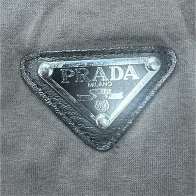 PRADA Men's Gray Jersey Cotton 1/2 Zip Sweatshirt Logo Patch Size L