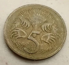 5 Cents 1968 Australia Coin Short Beaked Echidna