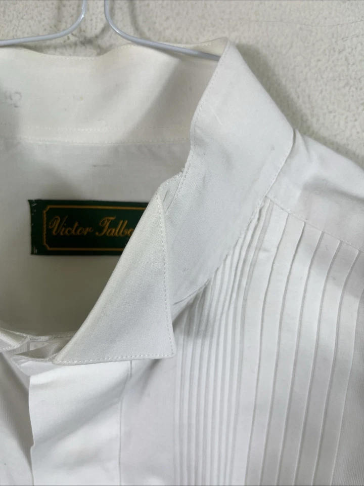 Victor Talbots Men’s Tuxedo Bib Shirt French Cuff White Hidden Buttons Sz 15.5 - Image 4 of 4