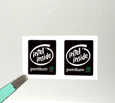 2 x Intel Inside Pentium III Sticker Label Decal 15mm x 18mm