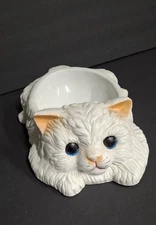 Vintage 1980s Ceramic Cat Bowl – 9" Wide x 4" Tall