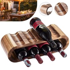 Free Standing Wood Wine Storage Rack, 8 Wine Bottle Holder Stand for Countertop