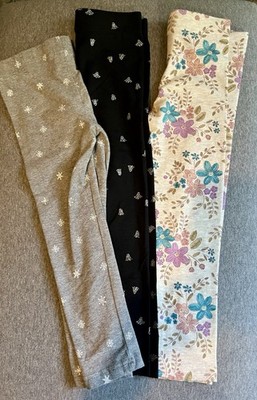 Carter's Girls Floral Cotton Ankle Leggings Lot of 3, Size 5/5A Stretch