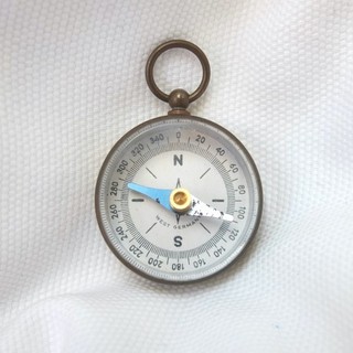 West German Pocket Compass Antique Vintage Brass Cold War c.1955