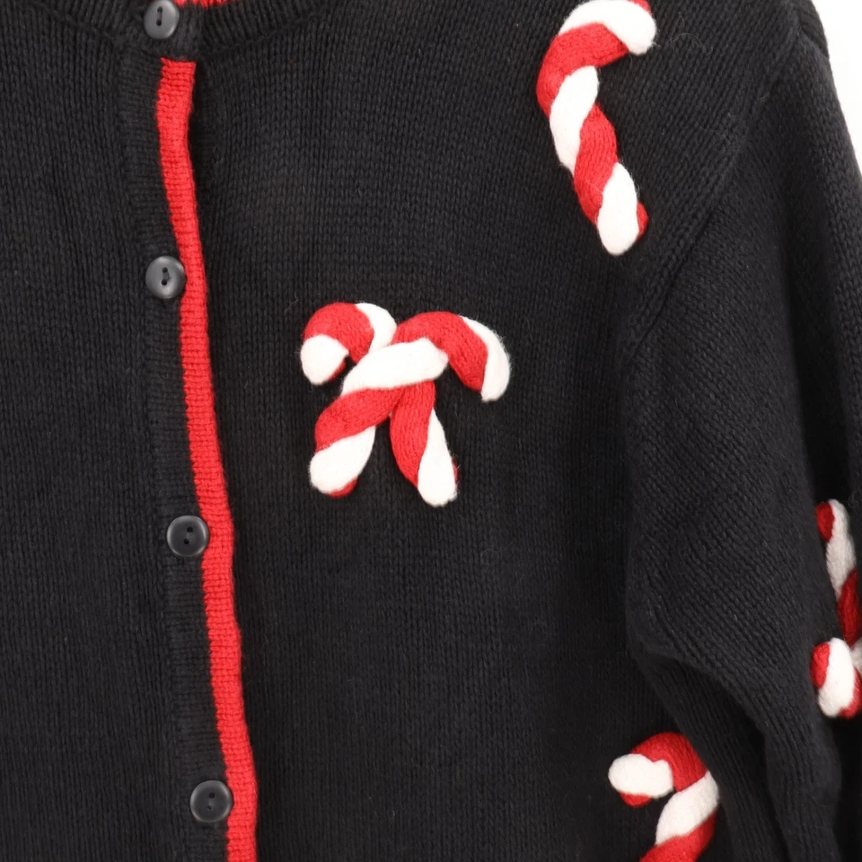 Vtg Quaker Factory Candy Cane Cardigan Sweater Ugly Christmas Holiday  Size S - Image 2 of 4