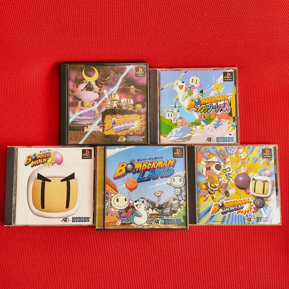 Lot 5 Set PS1 Bomberman 1 Fantasy Race Wars World Land w/Figure Playstation PS - Image 3 of 4