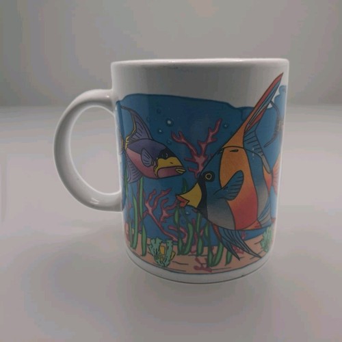 Florida Vintage Ceramic Colorful Tropical Beach Reef Fish Coffee Mug Cup ERCO 